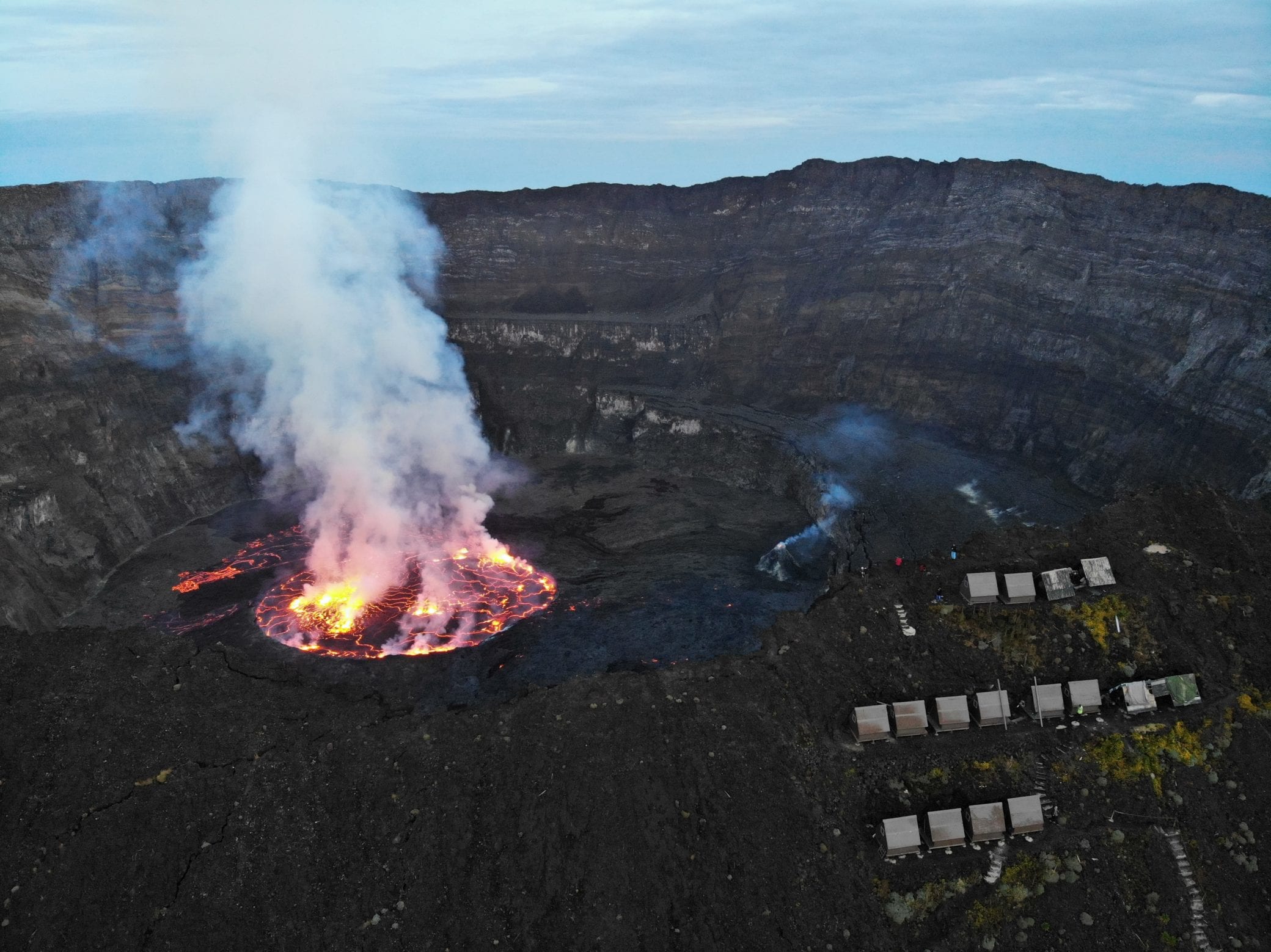 Home the view at the top of the crater looking into the crater nyiragongo